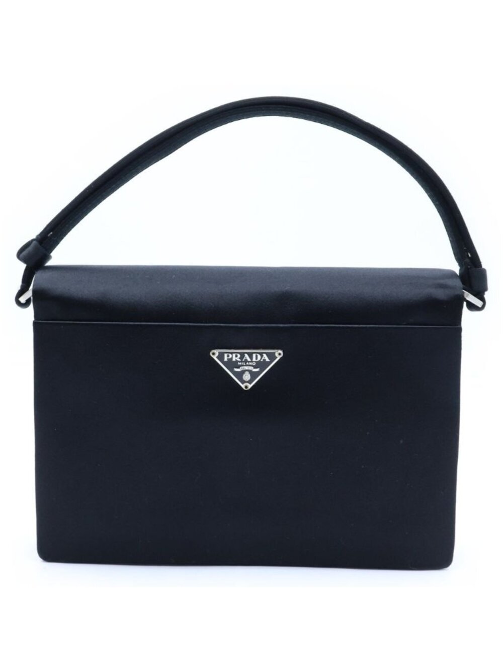 Prada Bag Handbag Triangle Logo Satin Black